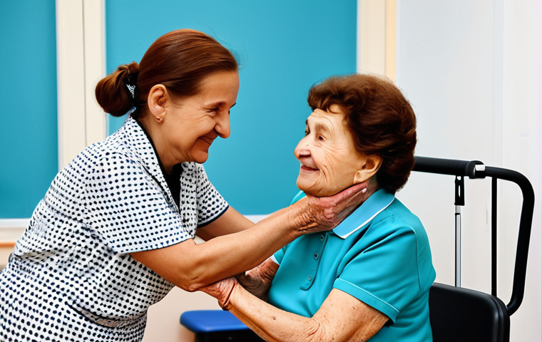 작업치료사의 재교육 필요성 - A businesswoman in a tailored gray pantsuit, confidently presenting data on a screen during a meetin...