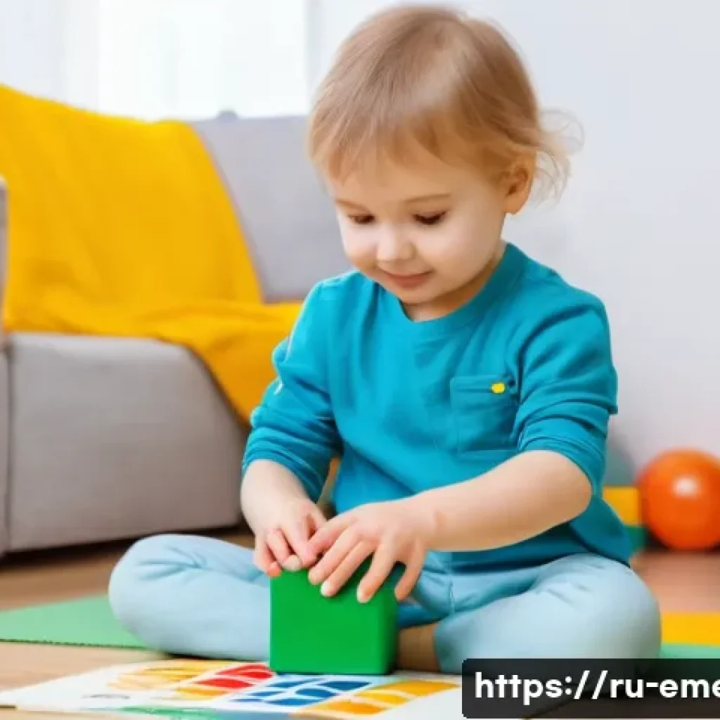 작업치료사의 치료 목표 관리 사례 - A warm and inviting occupational therapy session with a young Russian child wearing a diaper, engage...