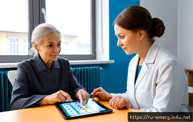 작업치료사의 환자 중심 치료 성과 관리 - Photorealistic occupational therapy session in a modern Russian rehabilitation clinic, compassionate...